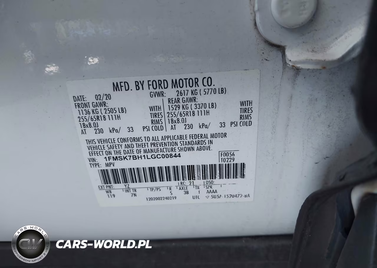 2020 Ford Explorer VIN:1FMSK7BH1LGC00844 - 9