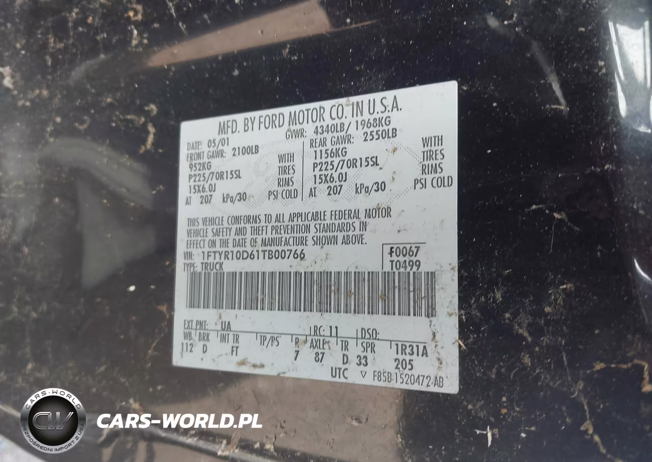 2001 Ford Ranger Xl-Xlt VIN:1FTYR10D61TB00766 - 9