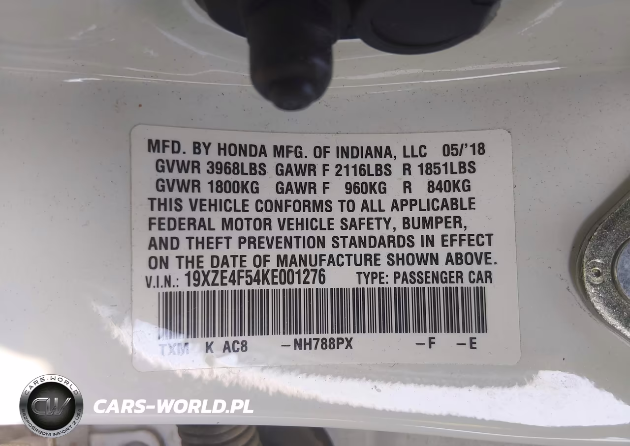 2019 Honda Insight Ex VIN:19XZE4F54KE001276 - 9