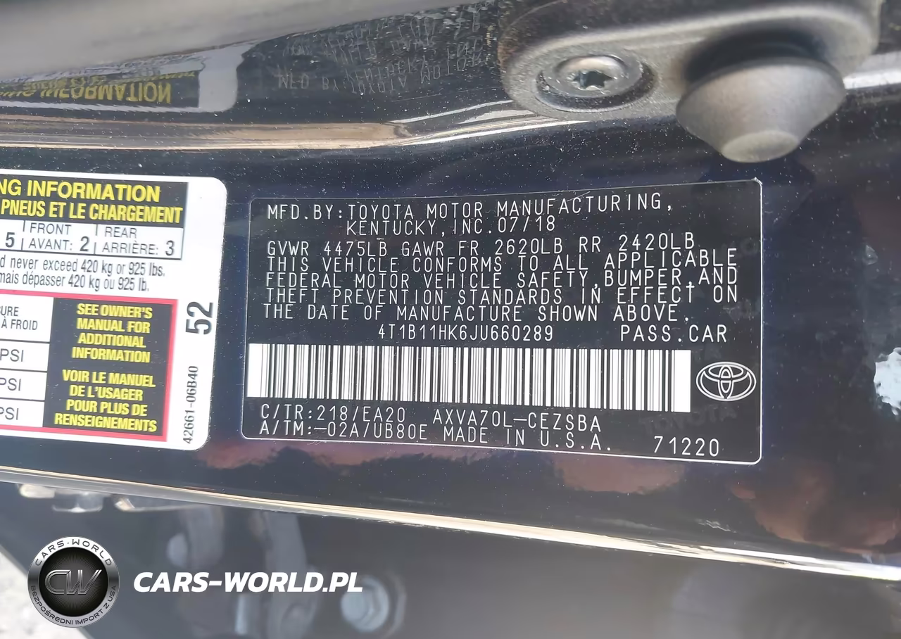 2018 Toyota Camry Se VIN:4T1B11HK6JU660289 - 9