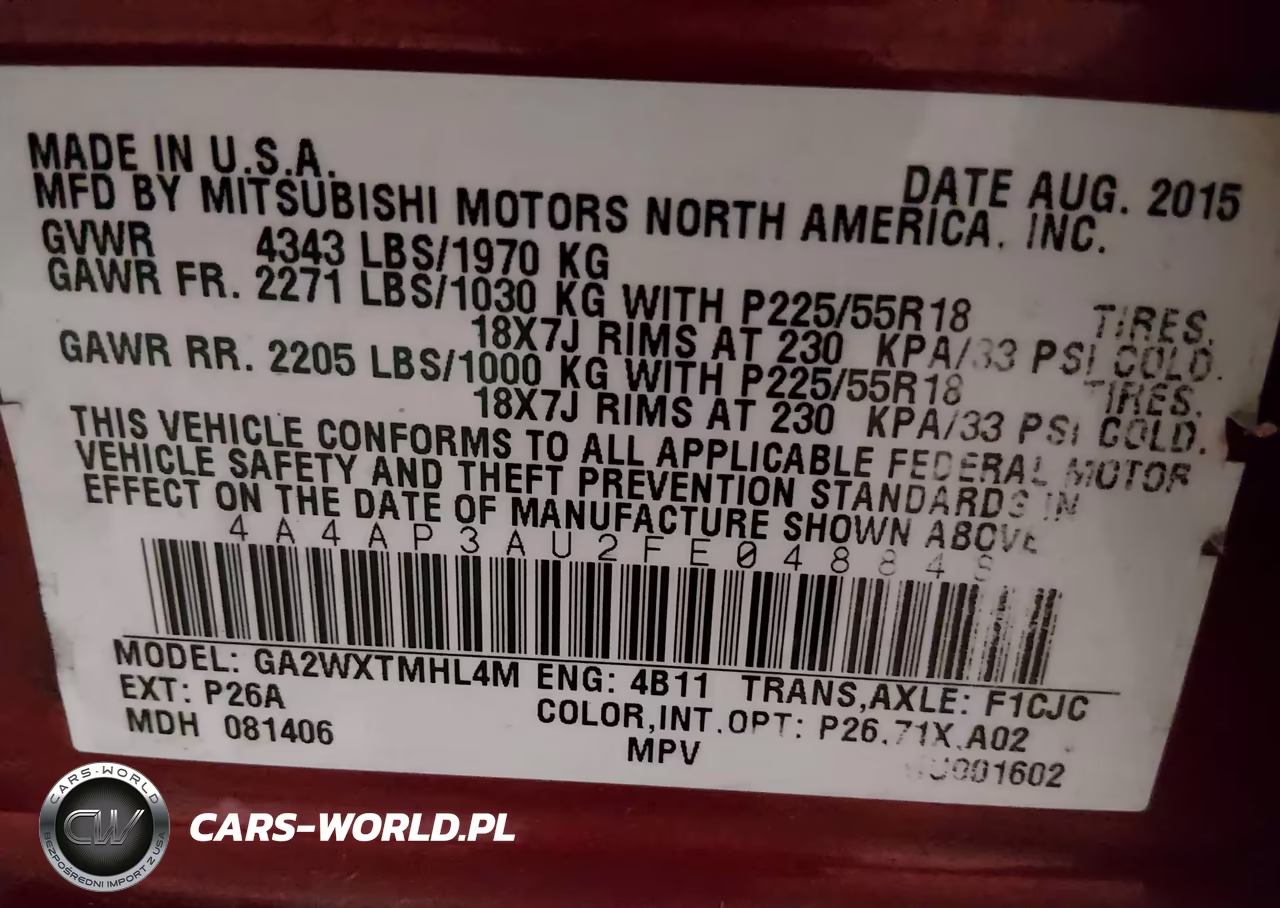 2015 Mitsubishi Outlander Sport Es VIN:4A4AP3AU2FE048848 - 9