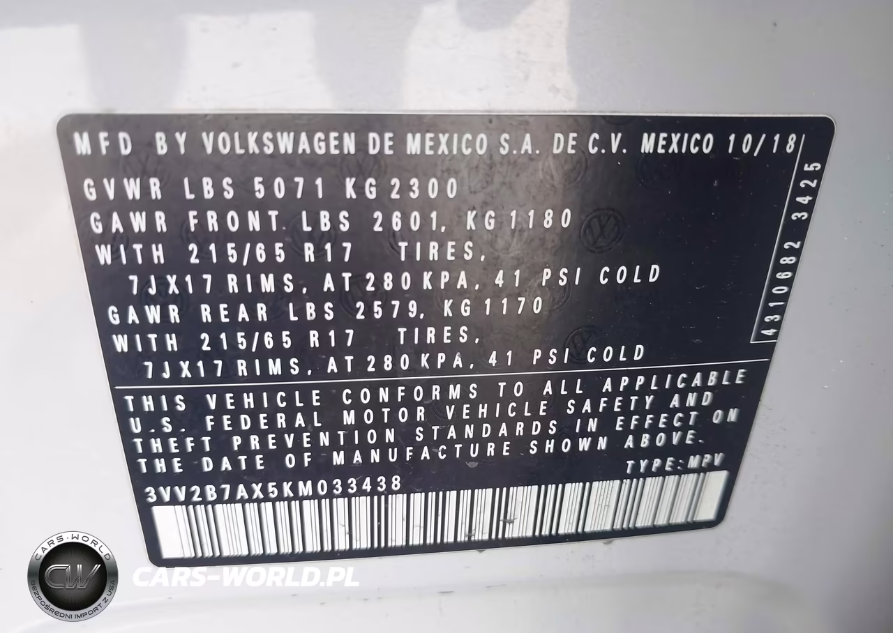 2019 Volkswagen Tiguan 2.0T Se-2.0T Sel-2.0T Sel R-Line-2.0T Sel R-Line Black VIN:3VV2B7AX5KM033438 - 9
