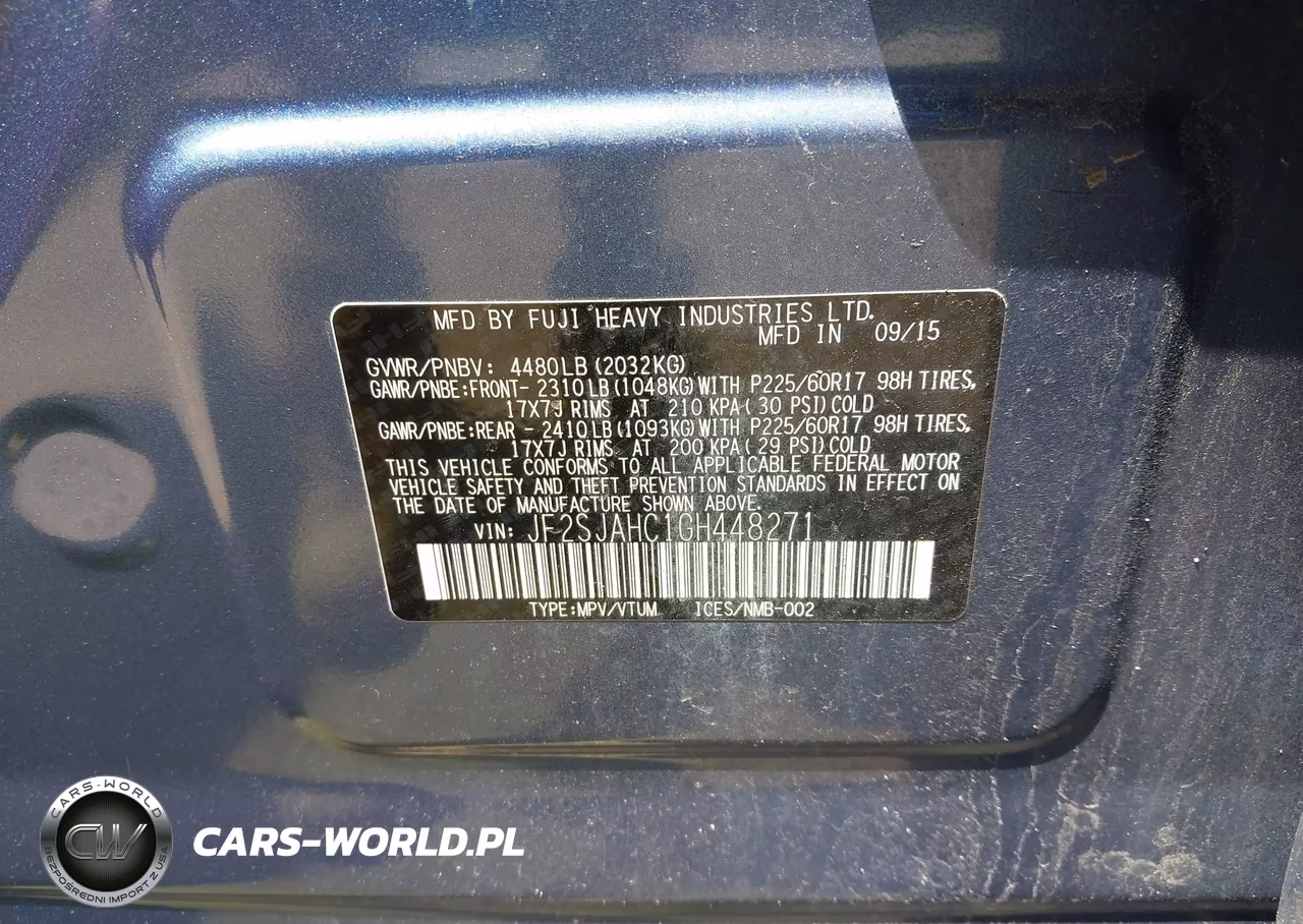 2016 Subaru Forester 2.5I Limited VIN:JF2SJAHC1GH448271 - 9