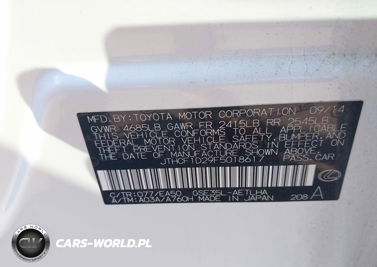 2015 Lexus Is 250 VIN:JTHCF1D29F5018617 - 9