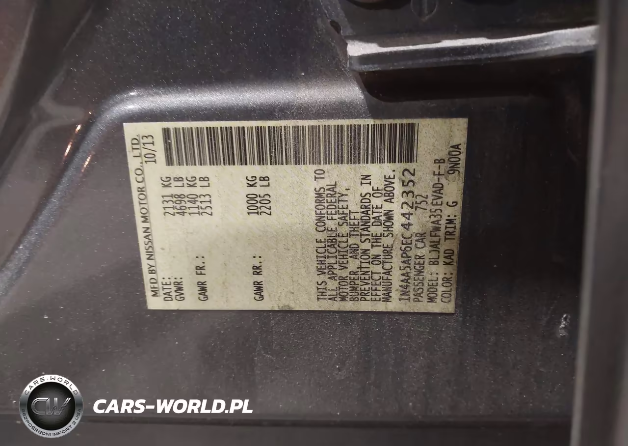 2014 Nissan Maxima 3.5 Sv VIN:1N4AA5AP6EC442352 - 9