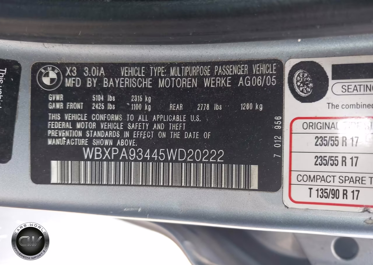 2005 BMW X3 3.0I VIN:WBXPA93445WD20222 - 9