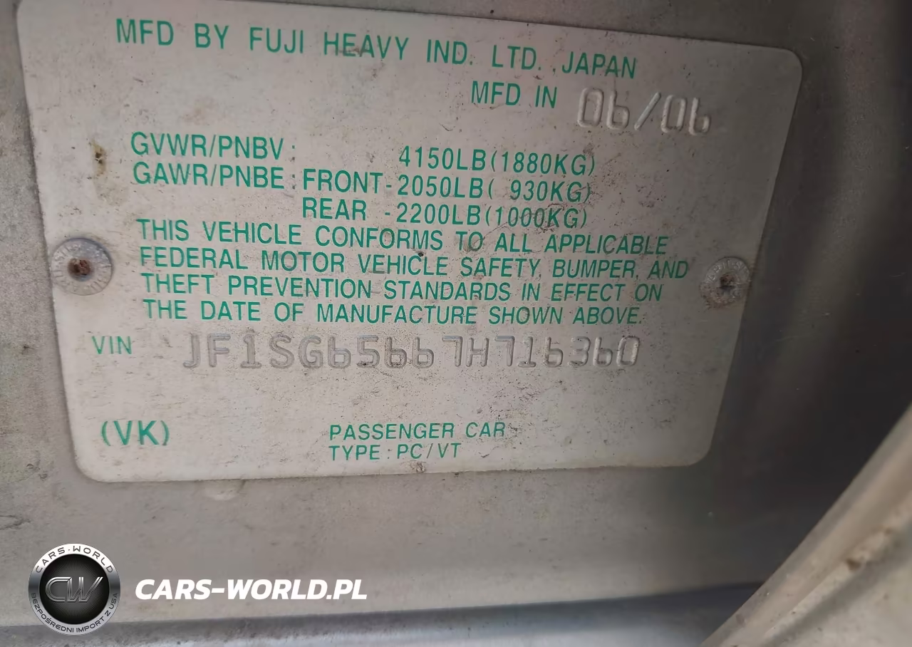 2007 Subaru Forester 2.5X VIN:JF1SG65667H716360 - 9
