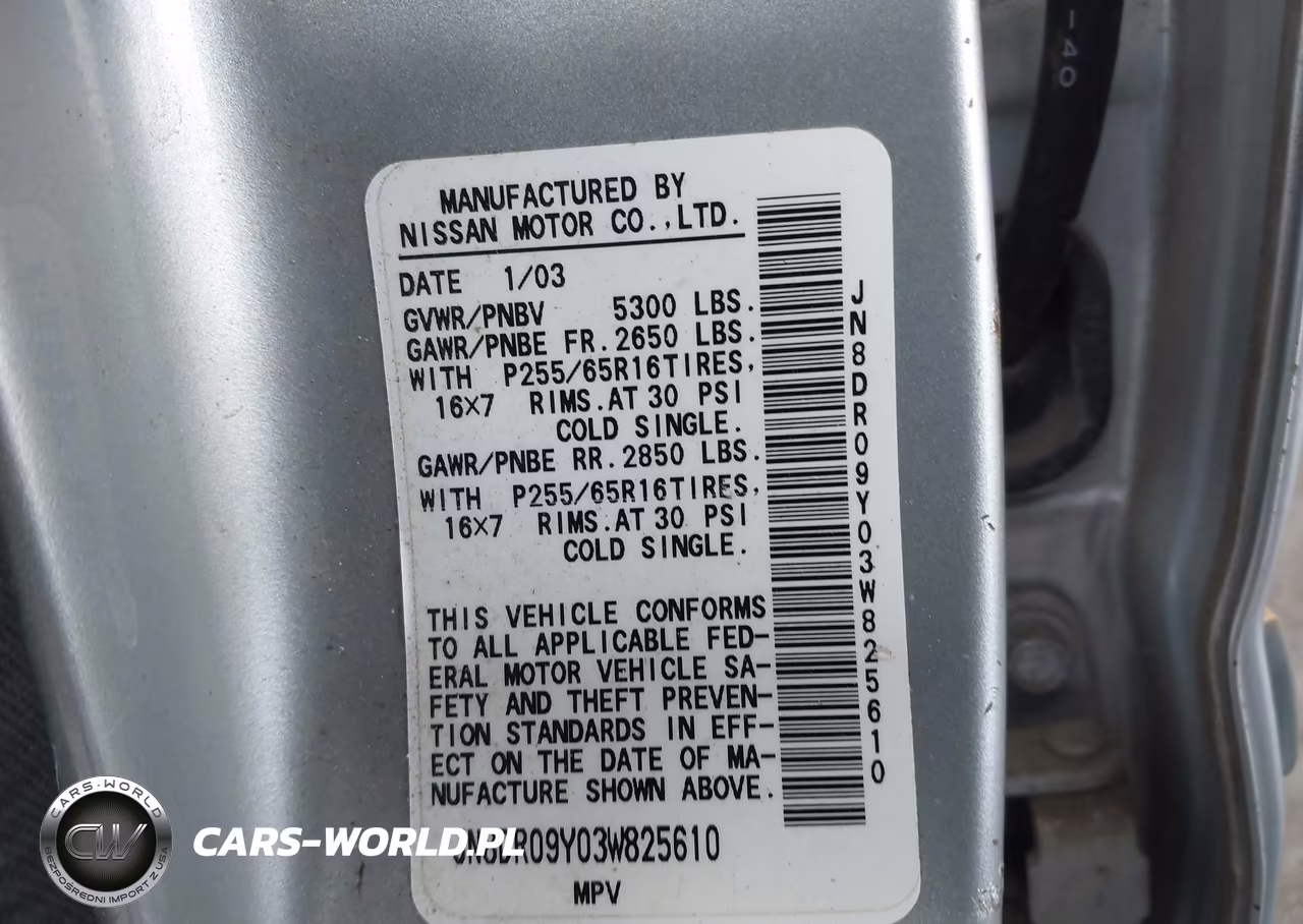 2003 Nissan Pathfinder Se VIN:JN8DR09Y03W825610 - 9