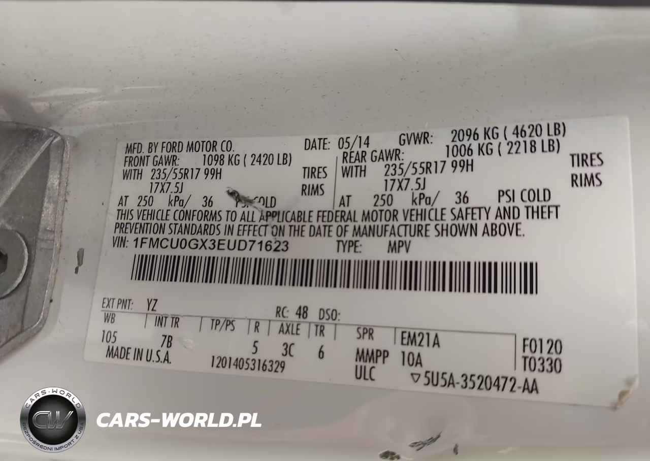 2014 Ford Escape Se VIN:1FMCU0GX3EUD71623 - 9