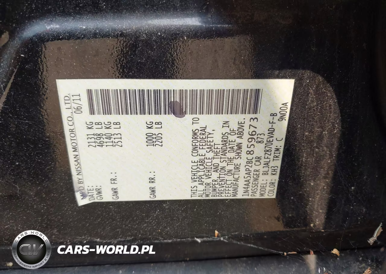 2011 Nissan Maxima 3.5 Sv VIN:1N4AA5AP2BC859673 - 9
