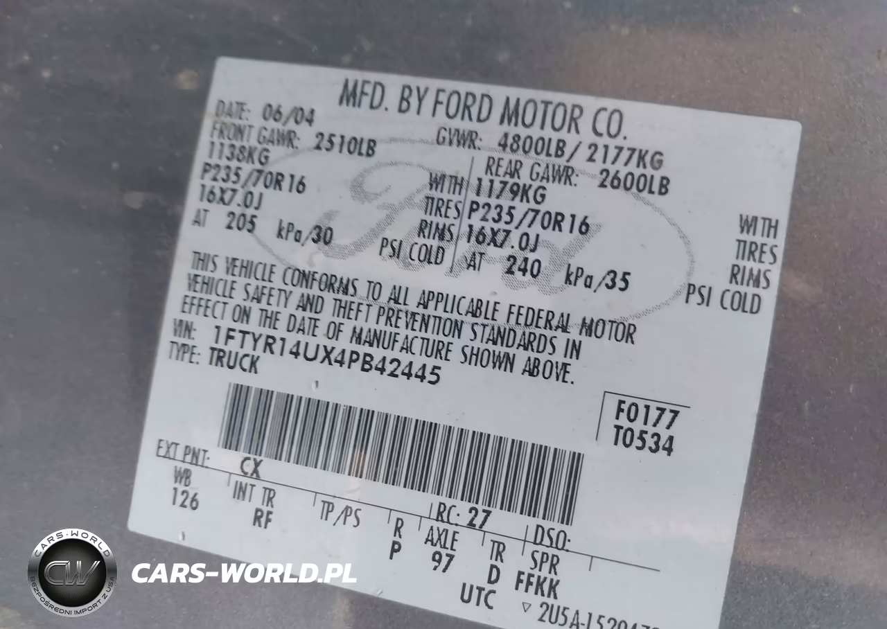 2004 Ford Ranger Edge-Tremor-Xl-Xlt VIN:1FTYR14UX4PB42445 - 9