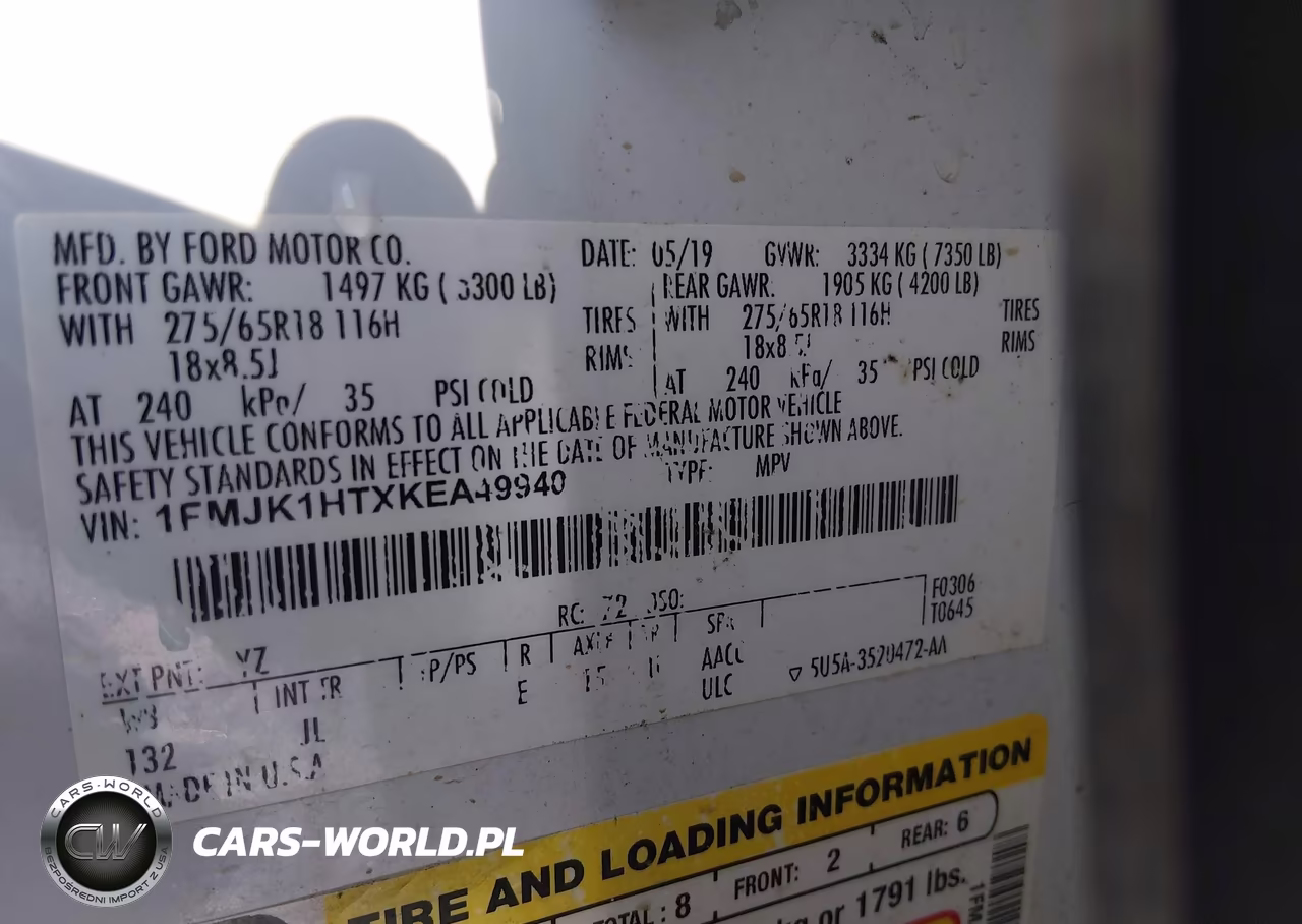 2019 Ford Expedition Max Xlt VIN:1FMJK1HTXKEA49940 - 9