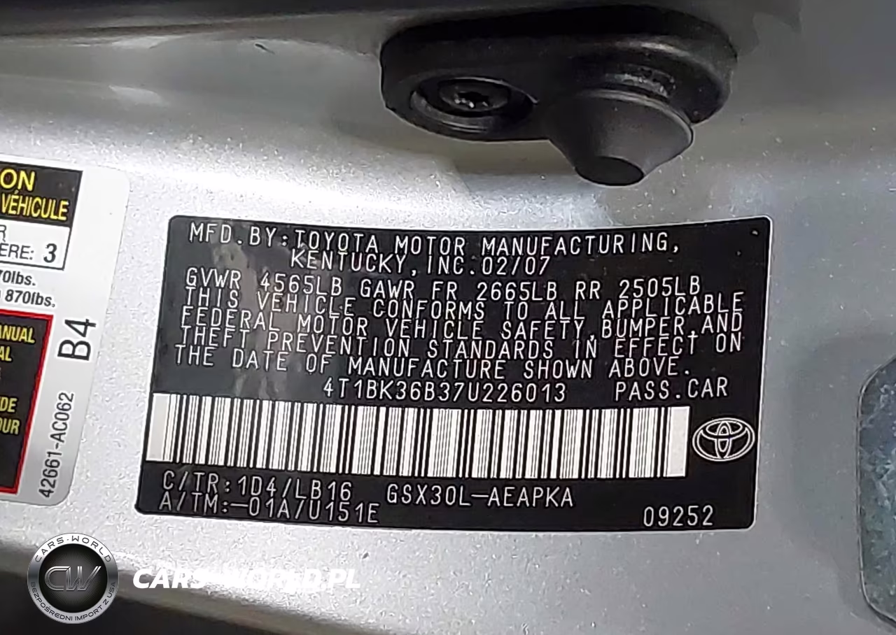 2007 Toyota Avalon Limited VIN:4T1BK36B37U226013 - 9