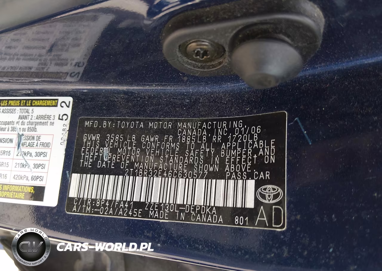 2006 Toyota Corolla Ce VIN:2T1BR32E46C630577 - 9