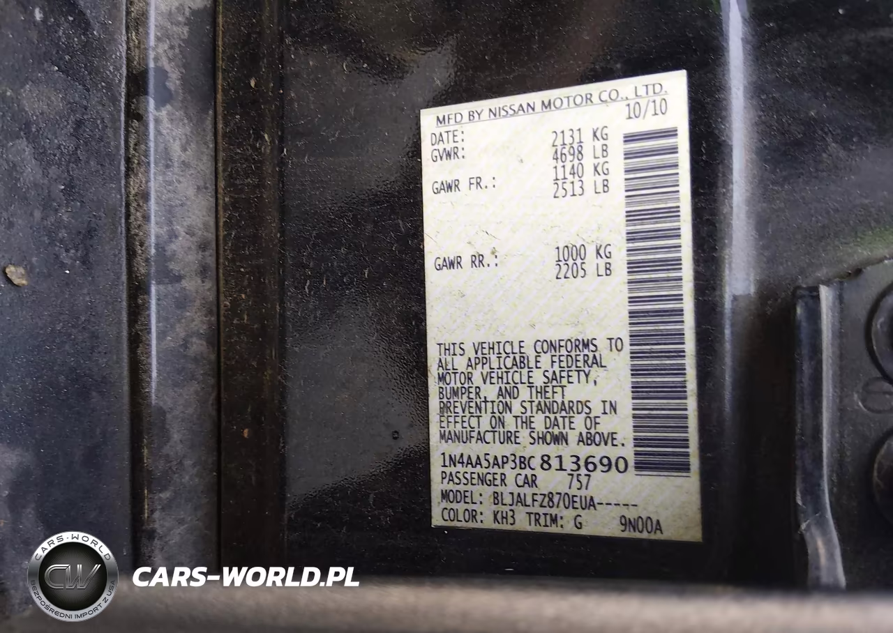 2011 Nissan Maxima 3.5 Sv VIN:1N4AA5AP3BC813690 - 9