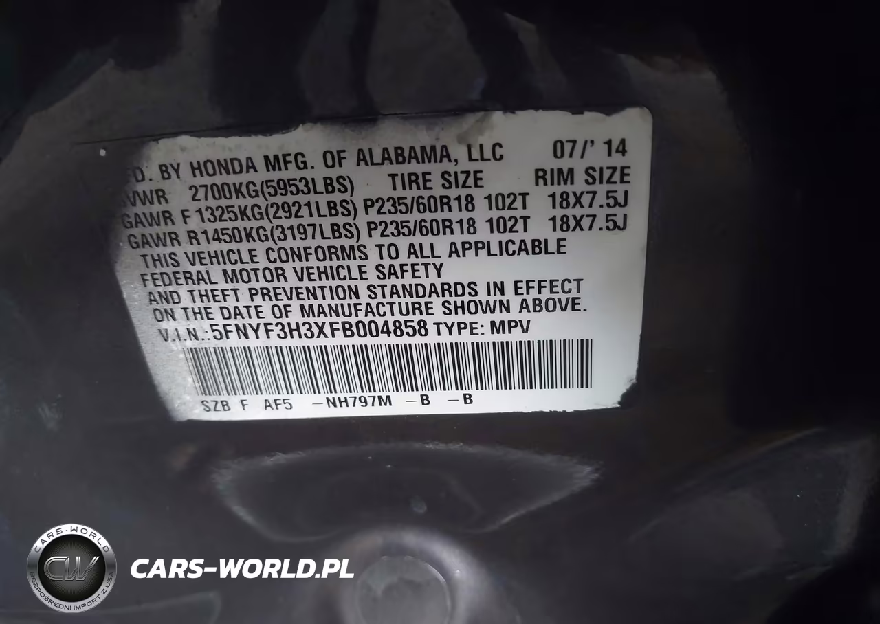 2015 Honda Pilot Se VIN:5FNYF3H3XFB004858 - 9