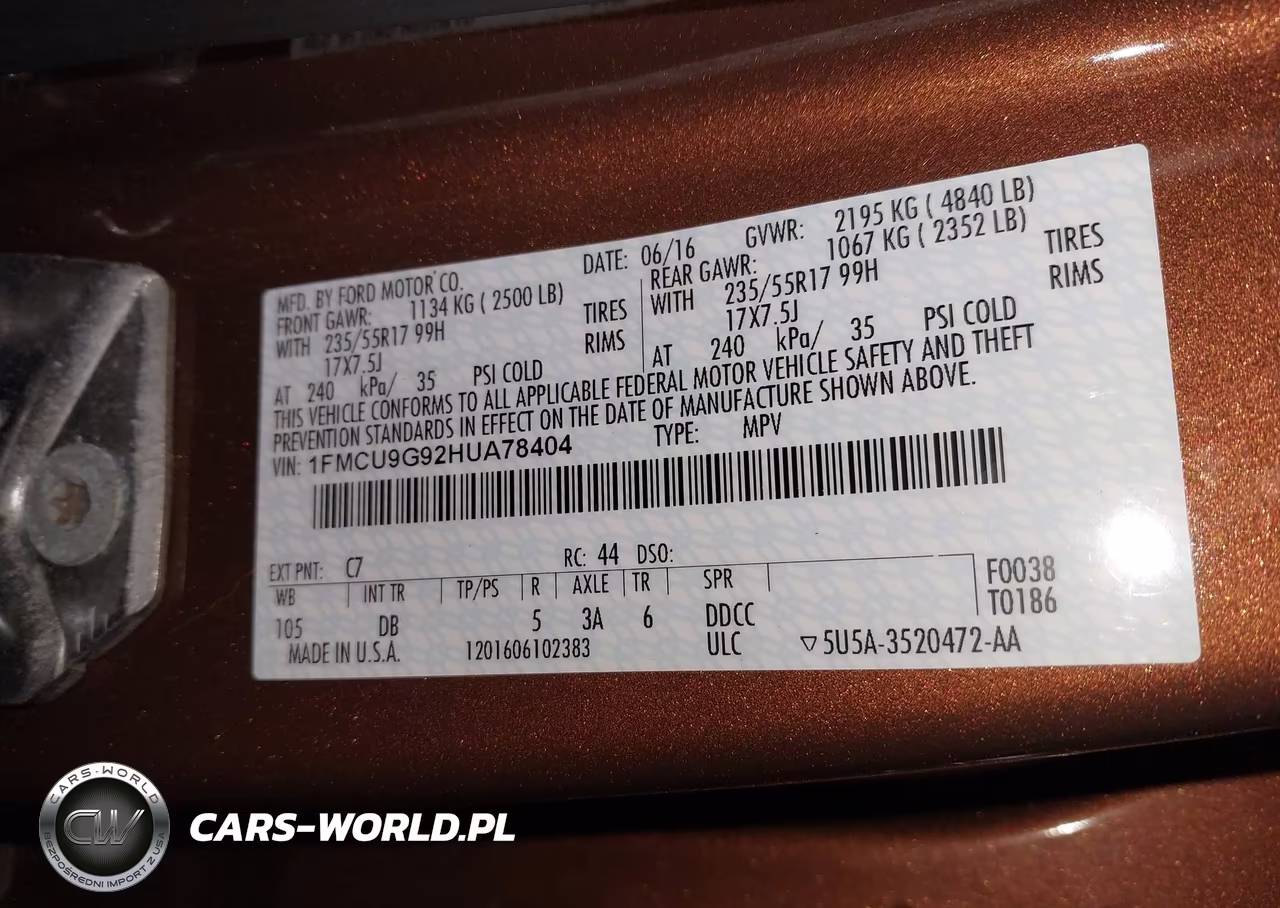 2017 Ford Escape Se VIN:1FMCU9G92HUA78404 - 9