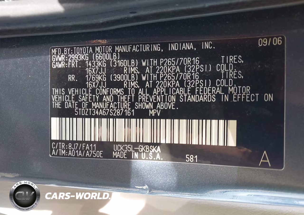 2007 Toyota Sequoia Sr5 VIN:5TDZT34A67S287161 - 9