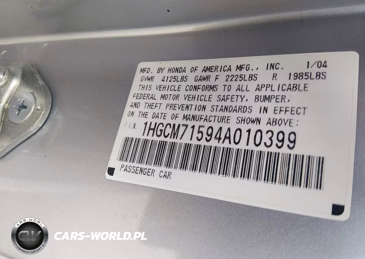 2004 Honda Accord 2.4 Ex VIN:1HGCM71594A010399 - 9