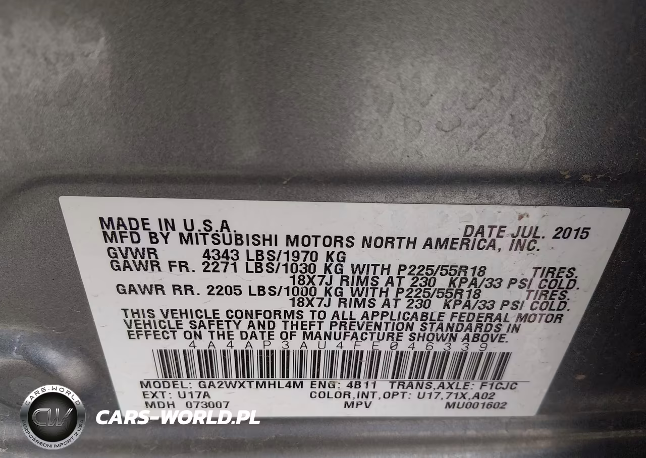 2015 Mitsubishi Outlander Sport Es VIN:4A4AP3AU4FE046339 - 9