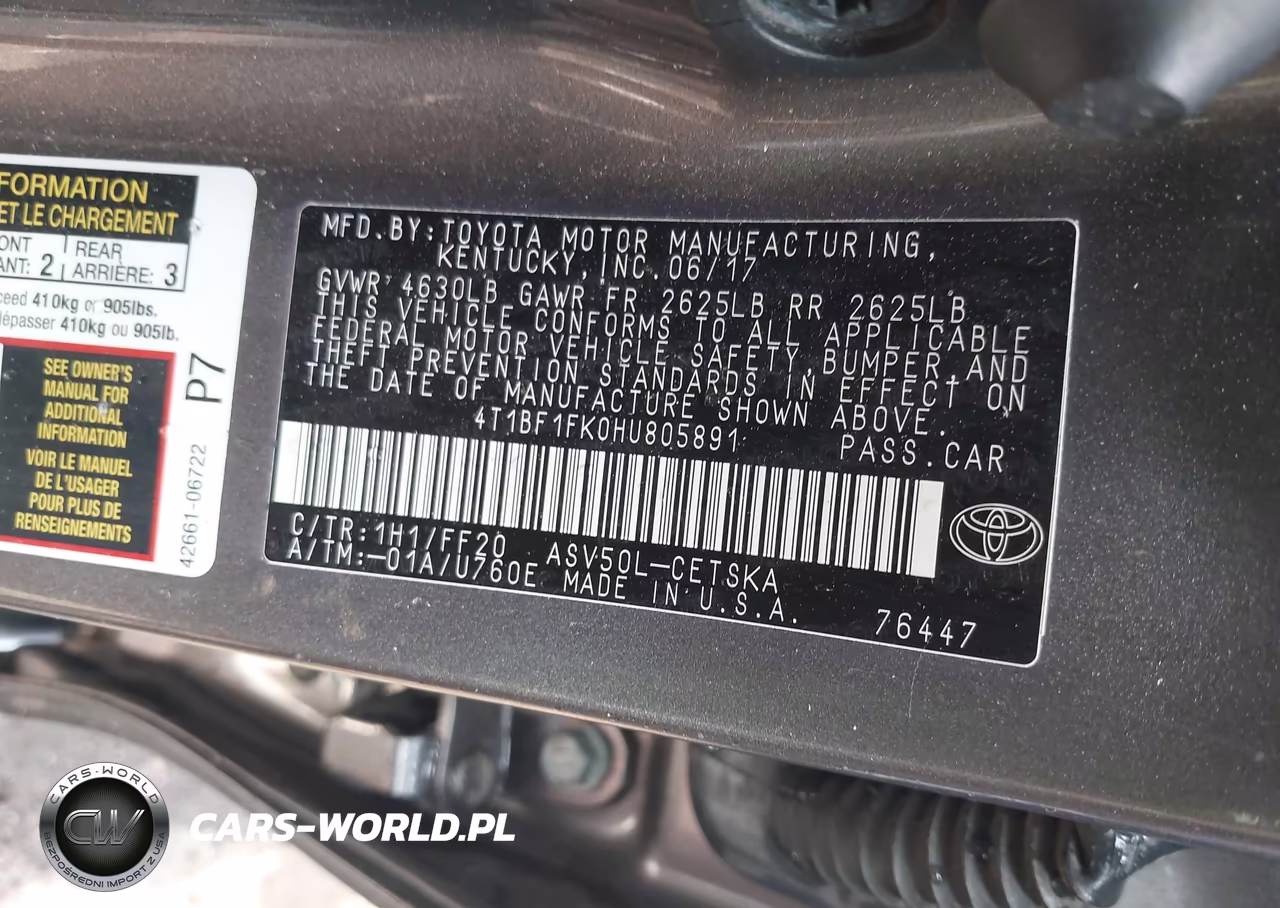 2017 Toyota Camry Se VIN:4T1BF1FK0HU805891 - 9