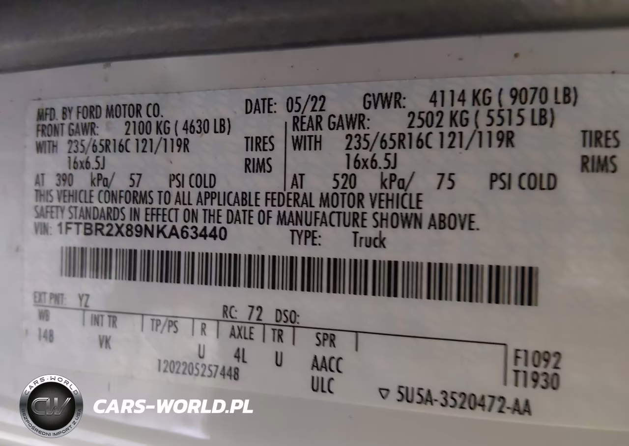 2022 Ford Transit-250 VIN:1FTBR2X89NKA63440 - 9