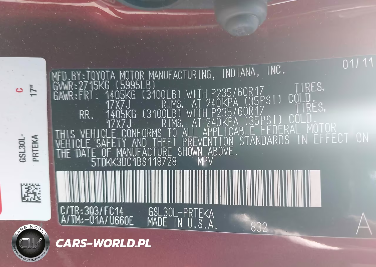 2011 Toyota Sienna Le V6 VIN:5TDKK3DC1BS118728 - 9