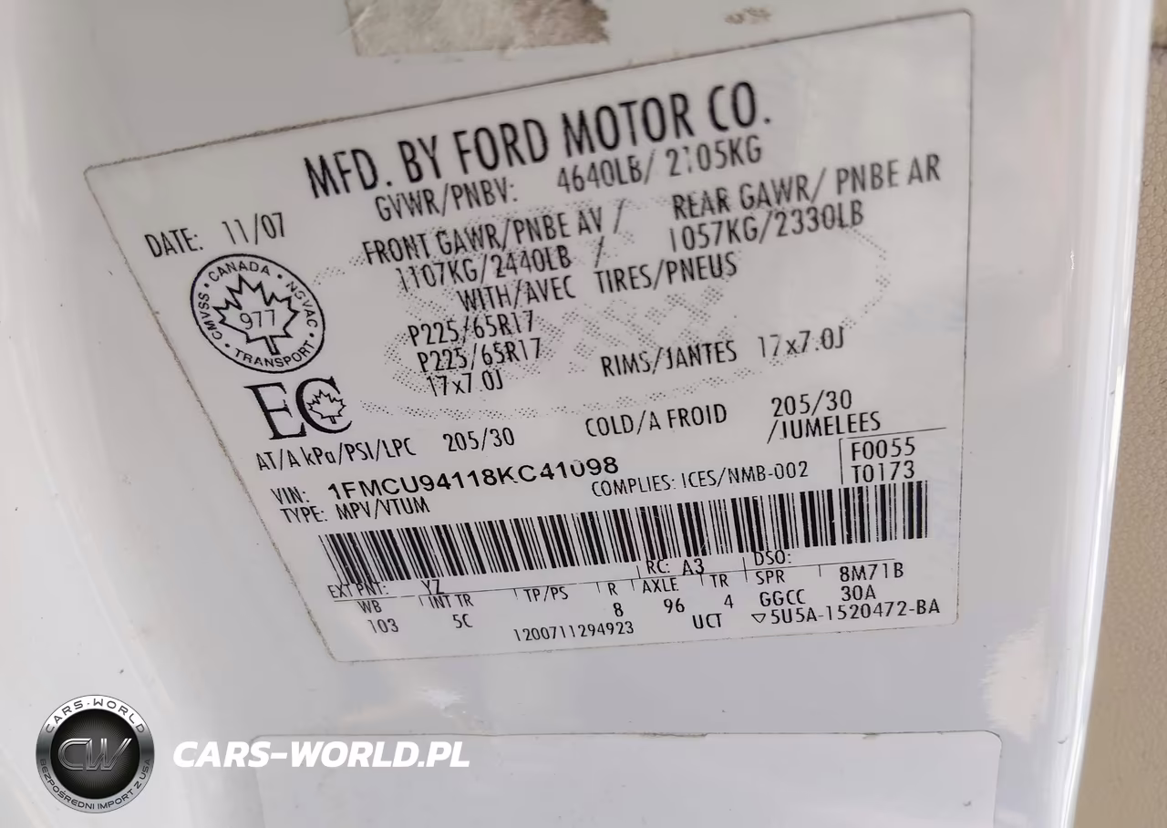 2008 Ford Escape Limited VIN:1FMCU94118KC41098 - 9