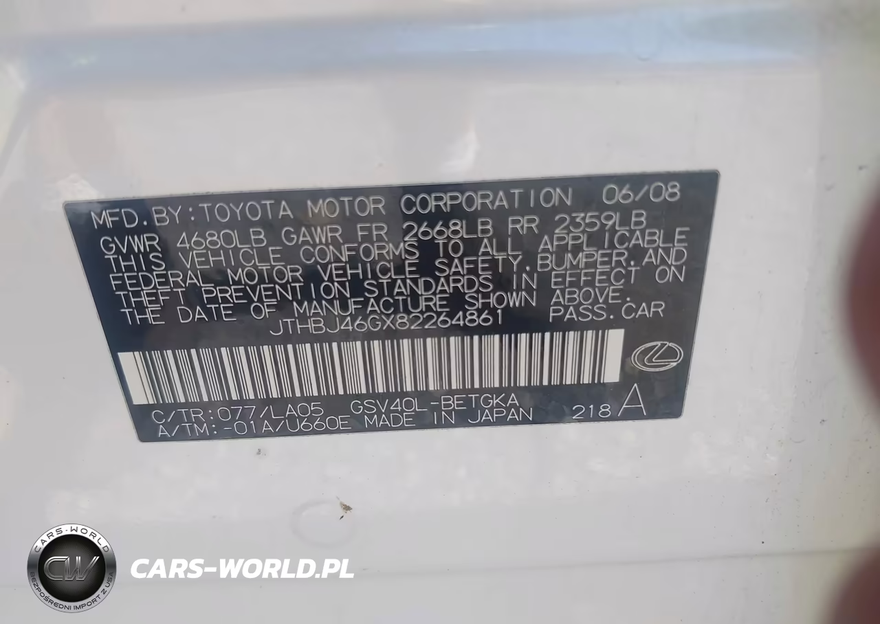 2008 Lexus Es 350 VIN:JTHBJ46GX82264861 - 9