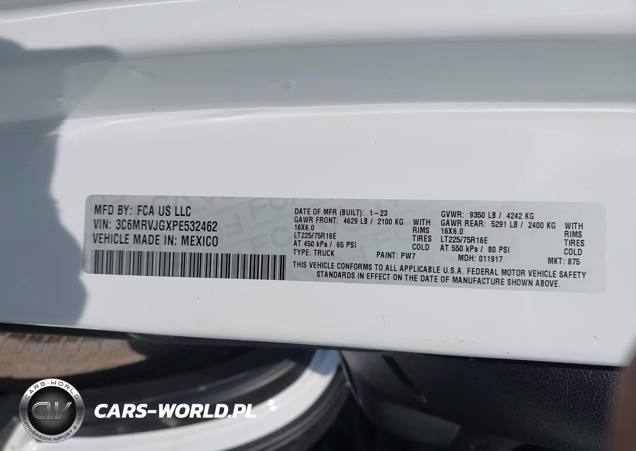 2023 Ram Promaster 3500 Cargo Van High Roof 159 Wb Ext VIN:3C6MRVJGXPE532462 - 9