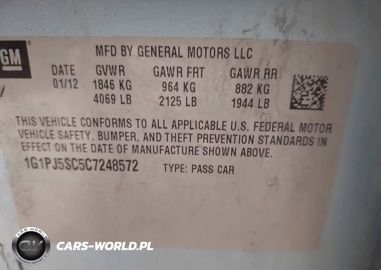 2012 Chevrolet Cruze Eco VIN:1G1PJ5SC5C7248572 - 9