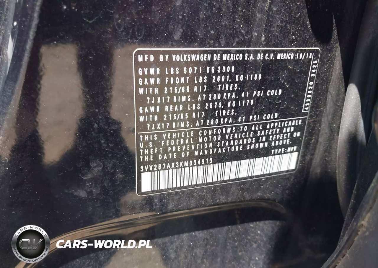 2019 Volkswagen Tiguan 2.0T Se-2.0T Sel-2.0T Sel R-Line-2.0T Sel R-Line Black VIN:3VV2B7AX3KM034913 - 9