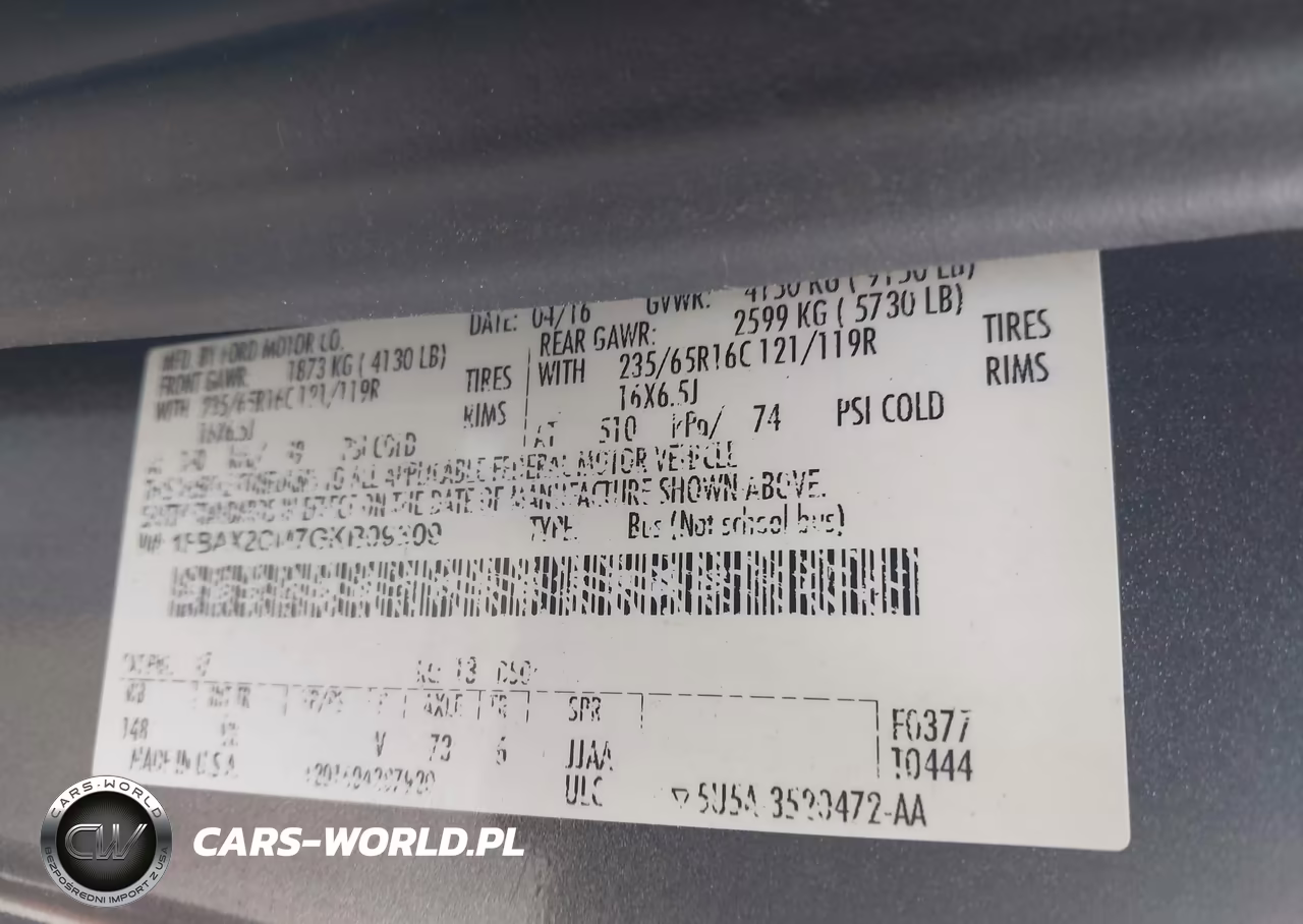 2016 Ford Transit-350 Xl VIN:1FBAX2CM7GKB09309 - 9