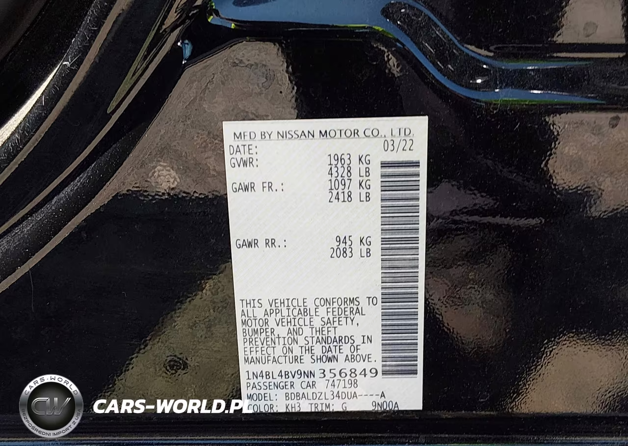 2022 Nissan Altima S Fwd VIN:1N4BL4BV9NN356849 - 9
