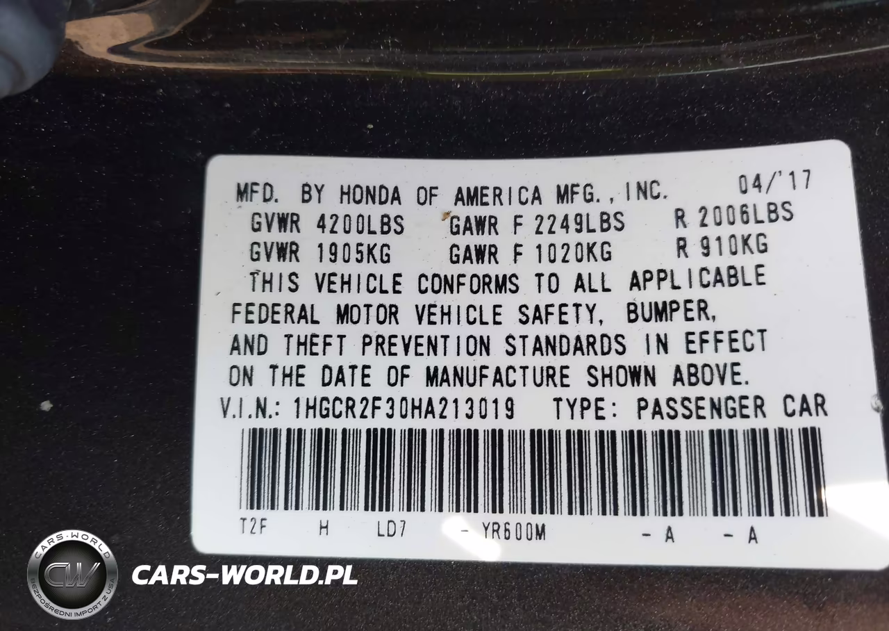 2017 Honda Accord Lx VIN:1HGCR2F30HA213019 - 9