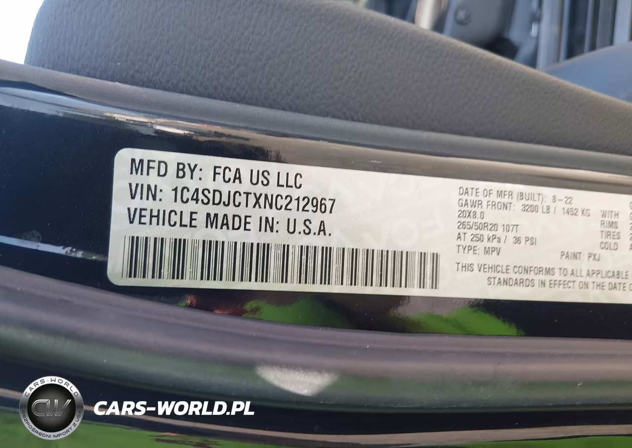 2022 Dodge Durango R-T Awd VIN:1C4SDJCTXNC212967 - 9