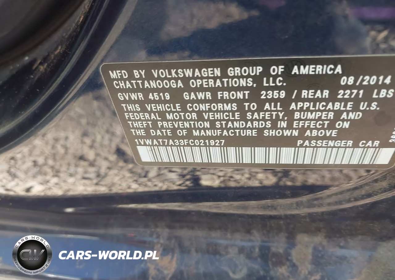2015 Volkswagen Passat 1.8T Wolfsburg Edition VIN:1VWAT7A33FC021927 - 9