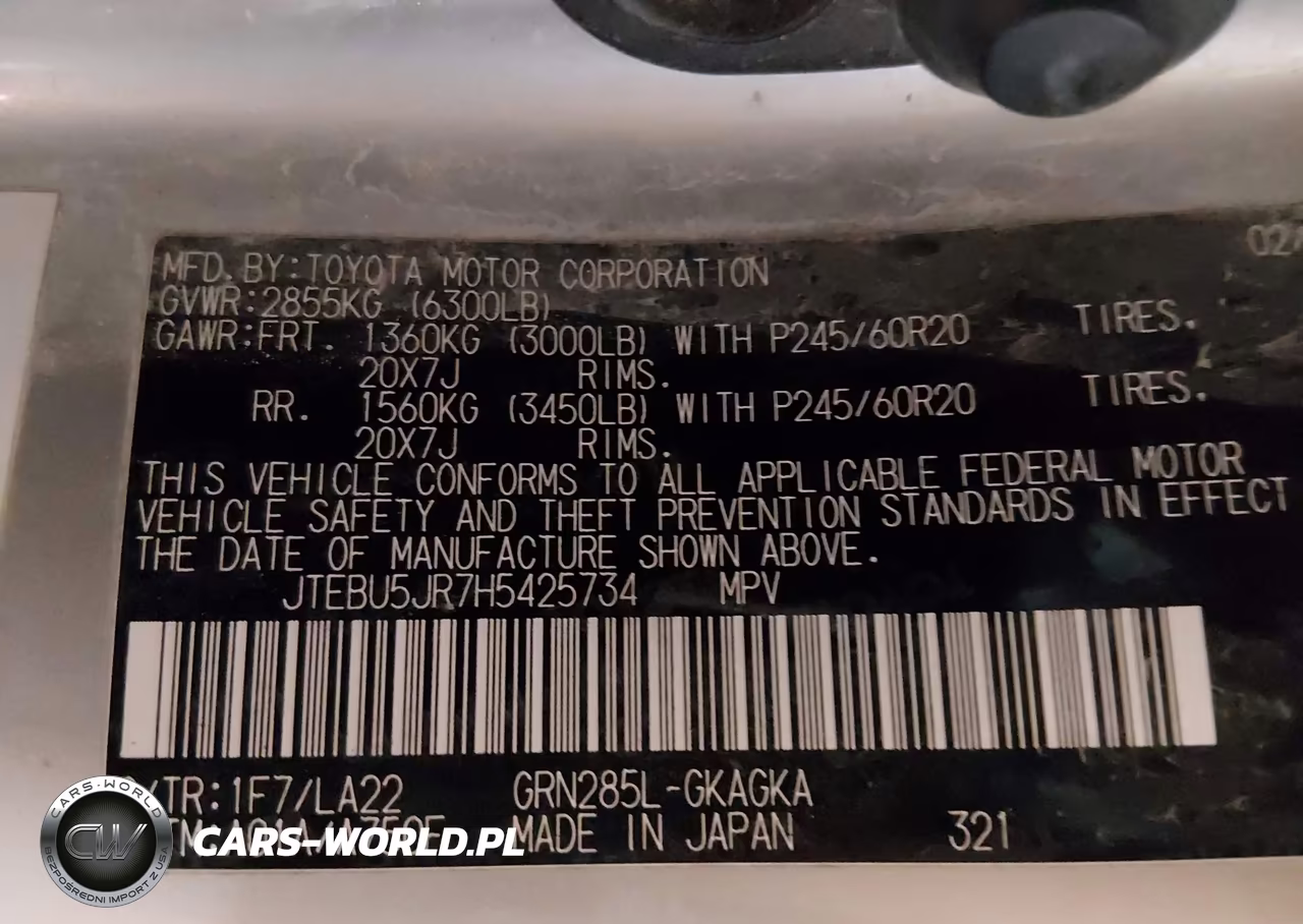 2017 Toyota 4Runner Limited VIN:JTEBU5JR7H5425734 - 9