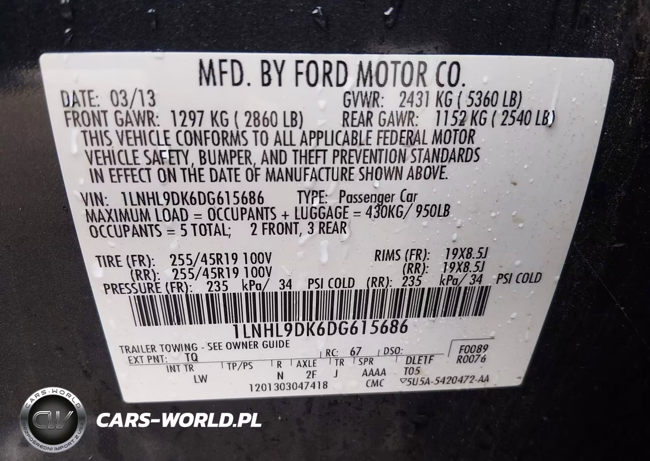 2013 Lincoln Mks VIN:1LNHL9DK6DG615686 - 9
