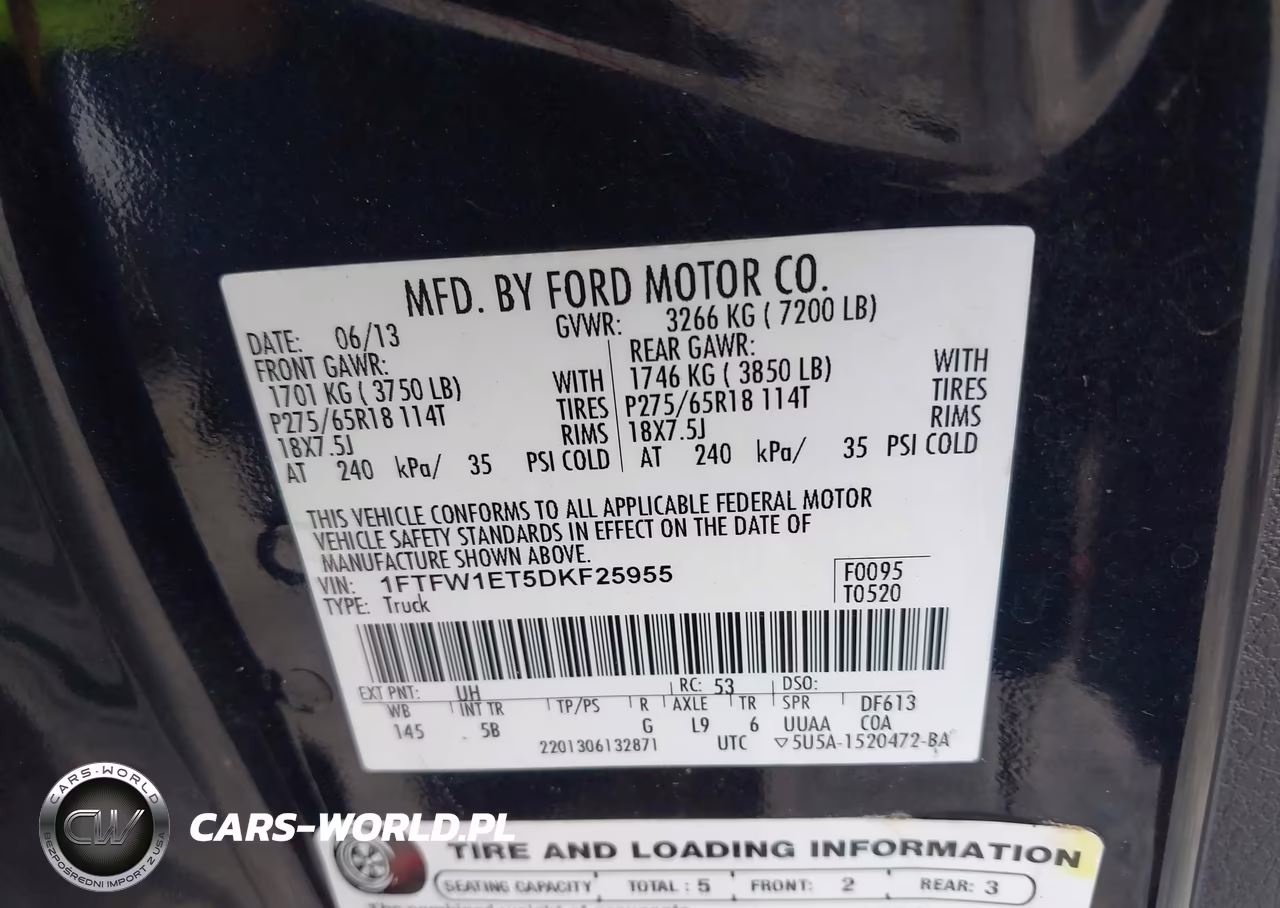 2013 Ford F-150 Fx4 VIN:1FTFW1ET5DKF25955 - 9