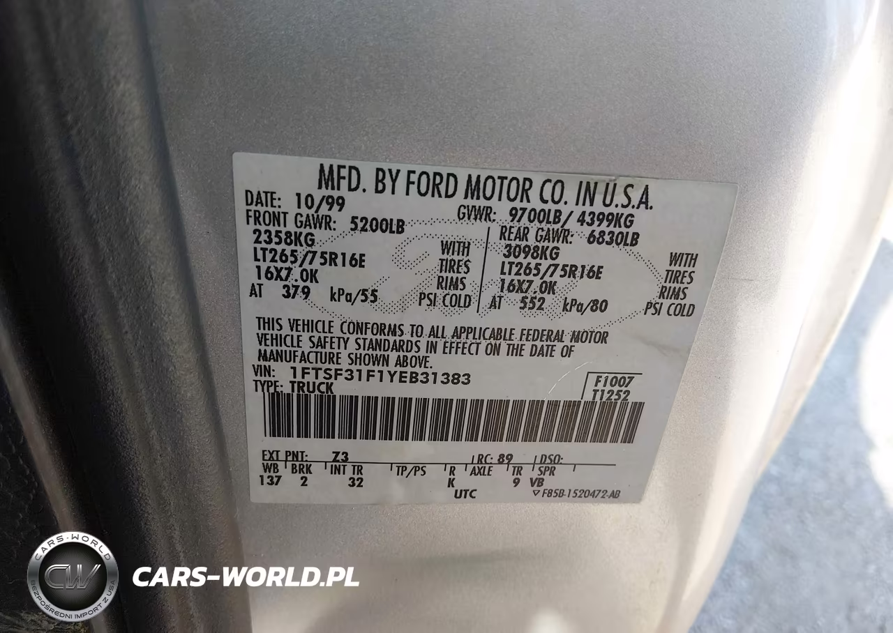 2000 Ford F-350 Lariat-Xl-Xlt VIN:1FTSF31F1YEB31383 - 9