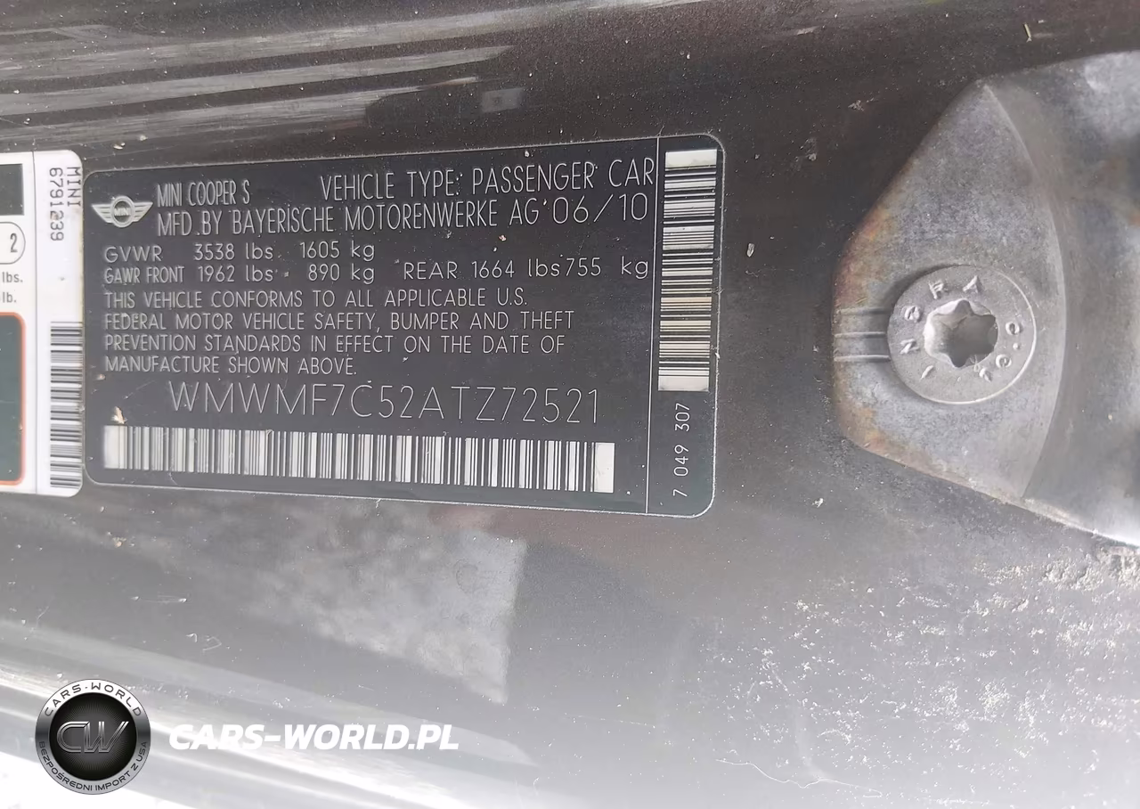 2010 Mini Cooper S VIN:WMWMF7C52ATZ72521 - 9