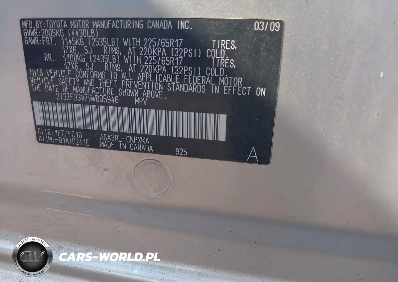 2009 Toyota Rav4 VIN:2T3ZF33V79W005946 - 9