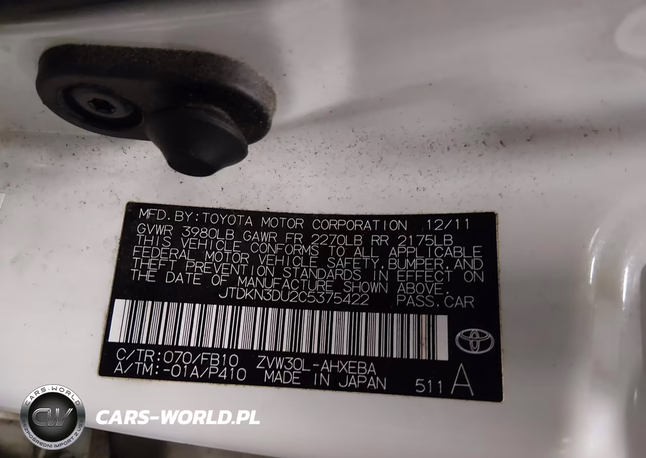 2012 Toyota Prius Two VIN:JTDKN3DU2C5375422 - 9