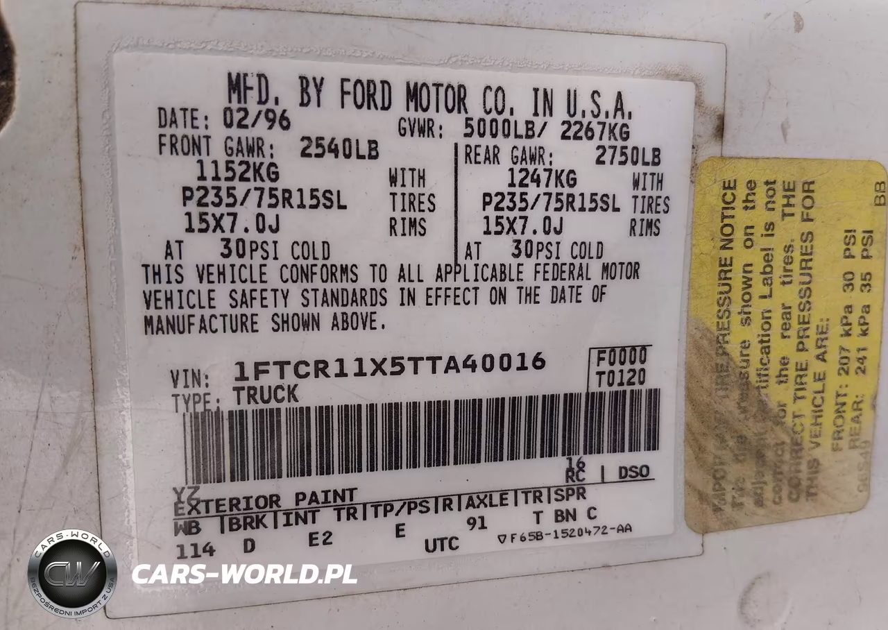 1996 Ford Ranger VIN:1FTCR11X5TTA40016 - 9