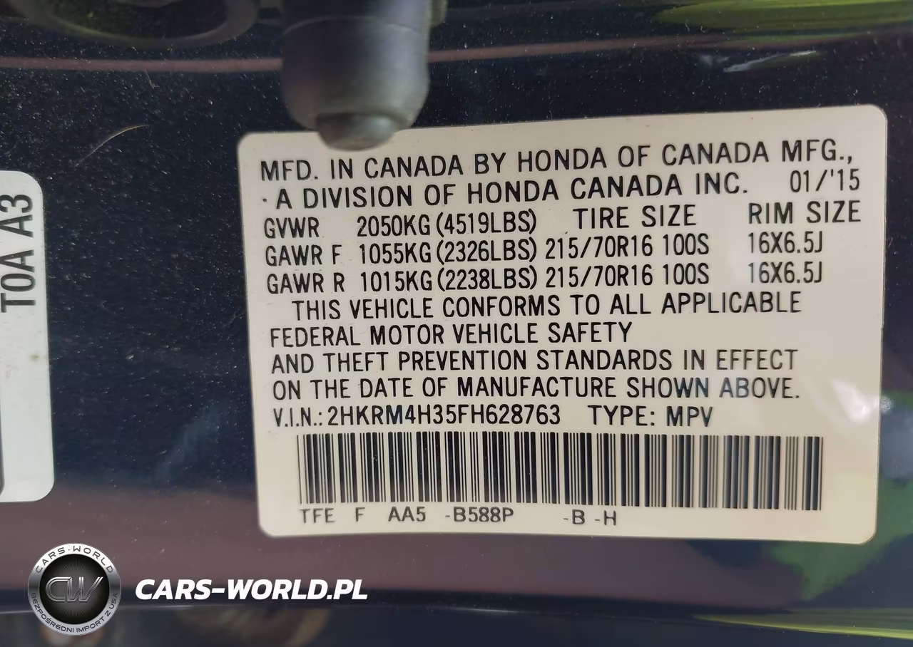 2015 Honda Cr-V Lx VIN:2HKRM4H35FH628763 - 9