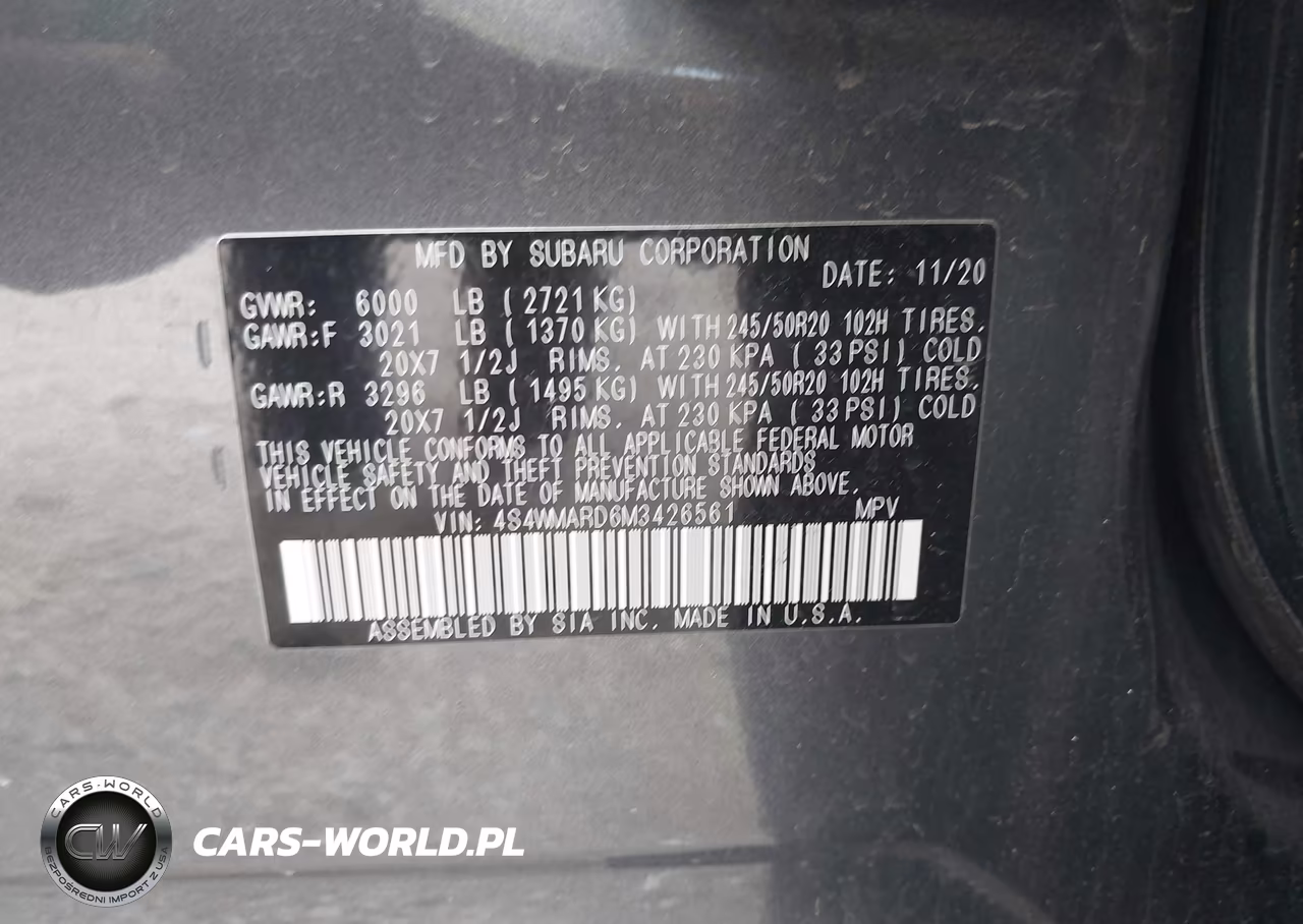 2021 Subaru Ascent Touring VIN:4S4WMARD6M3426561 - 9