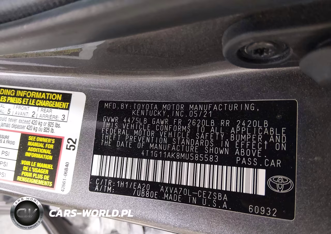 2021 Toyota Camry Se VIN:4T1G11AK8MU585583 - 9
