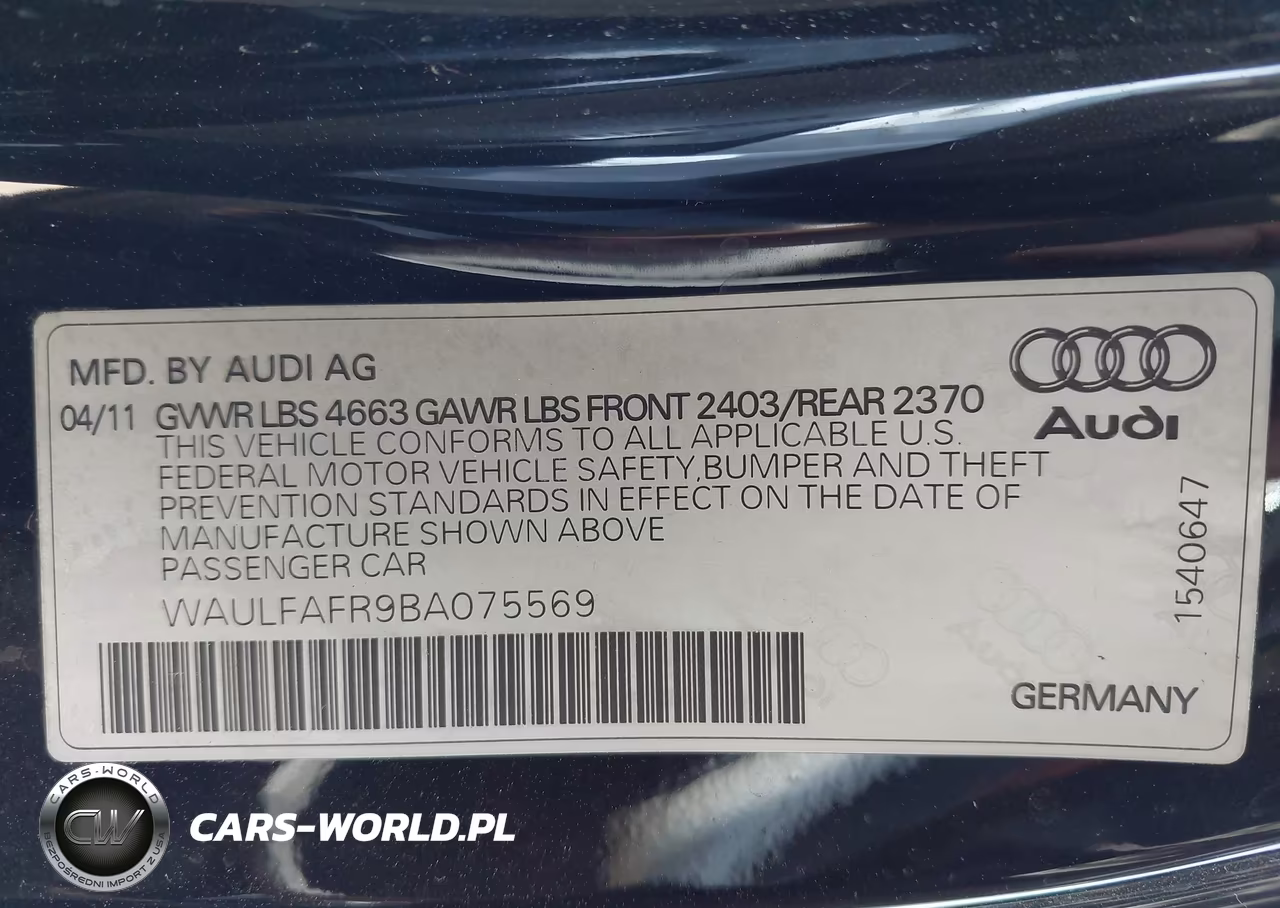 2011 Audi A5 2.0T Premium VIN:WAULFAFR9BA075569 - 9