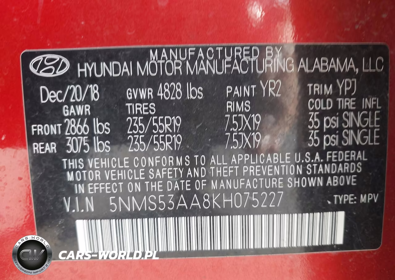 2019 Hyundai Santa Fe Limited 2.0T VIN:5NMS53AA8KH075227 - 9